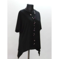 Tunika KIMONO dzianinowa z wydłużonymi bokami - czarna